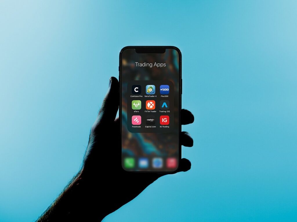 Trading apps on an iPhone screen